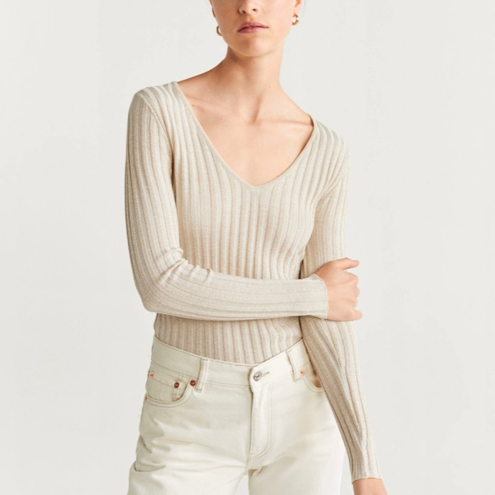 Mango Metallic Knit Sweater Size L